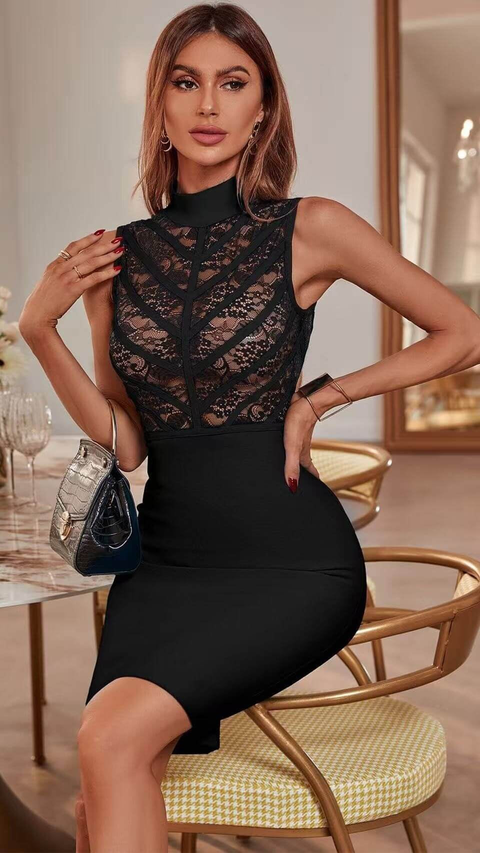 Sleeveless Black Bandage Dress