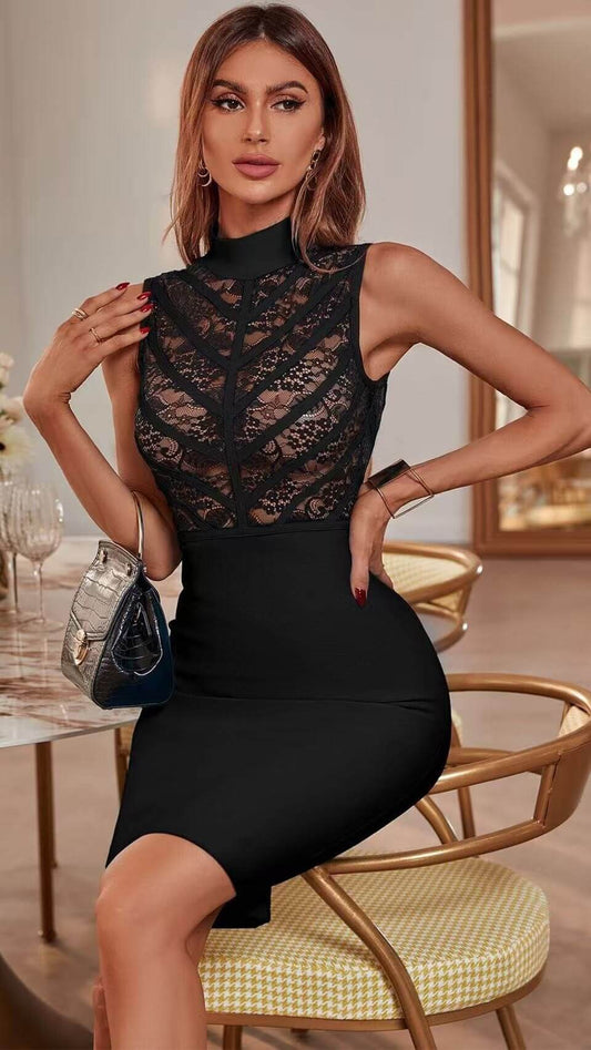 Sleeveless Black Bandage Dress
