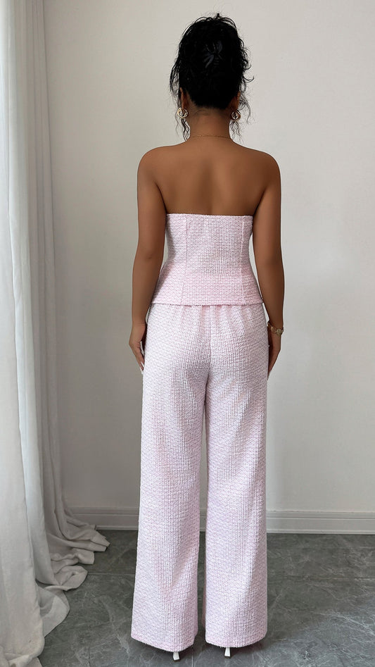 Strapless Wide-Leg Pants Set