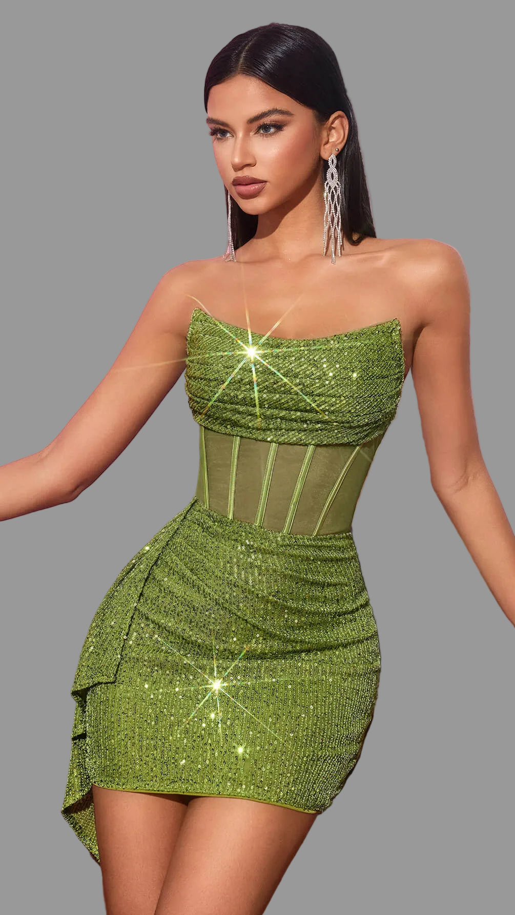 Strapless Sequined Mini Dress
