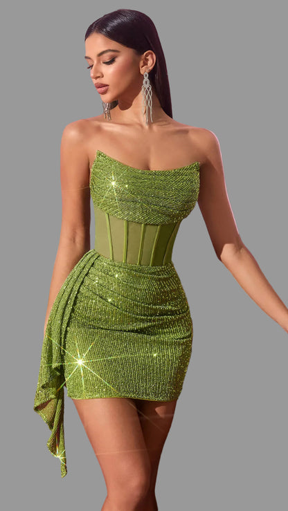 Strapless Sequined Mini Dress