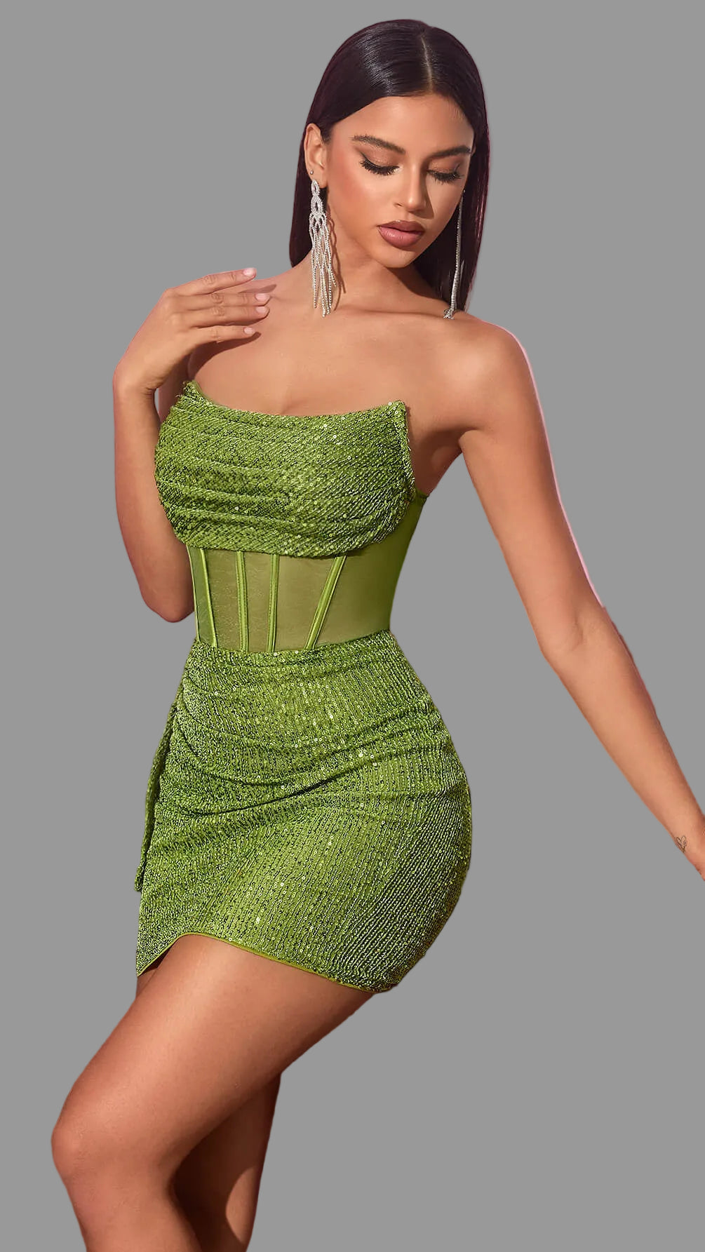 Strapless Sequined Mini Dress