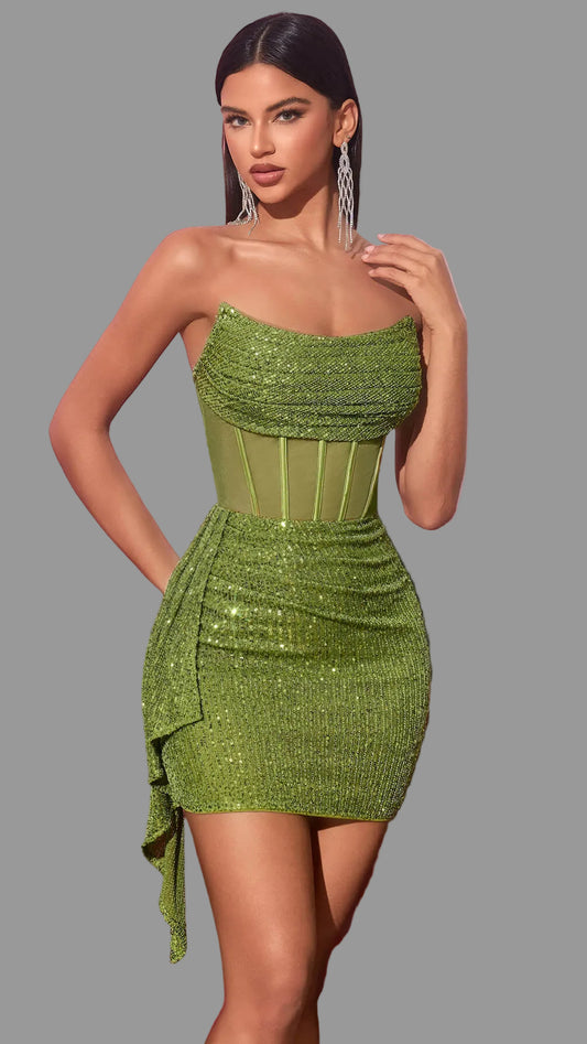 Strapless Sequined Mini Dress