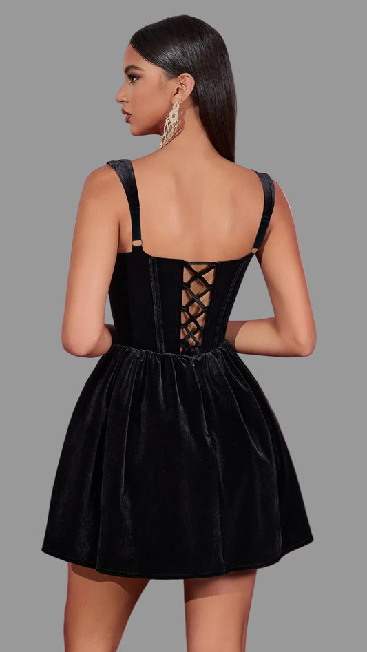 Velvet Backless Mini Dress