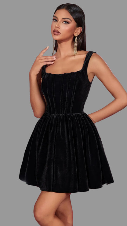 Velvet Backless Mini Dress