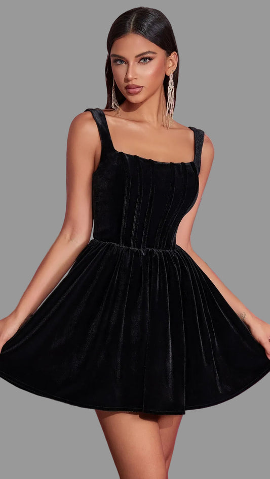 Velvet Backless Mini Dress