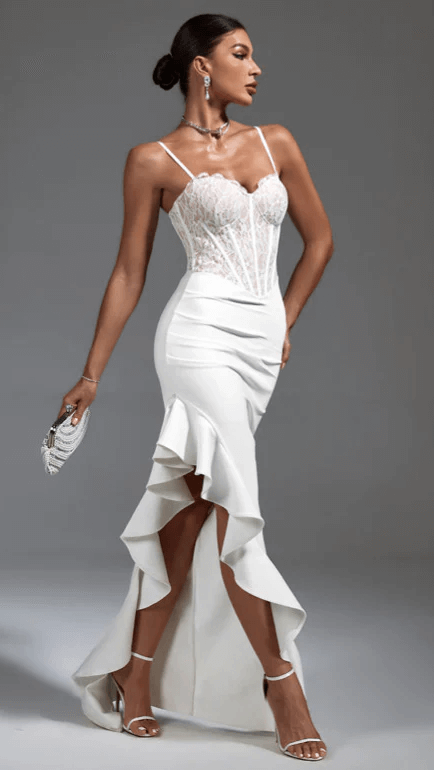 White Lace Bandage Dress