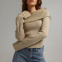 Yarera Off-Shoulder Sweater - Tan