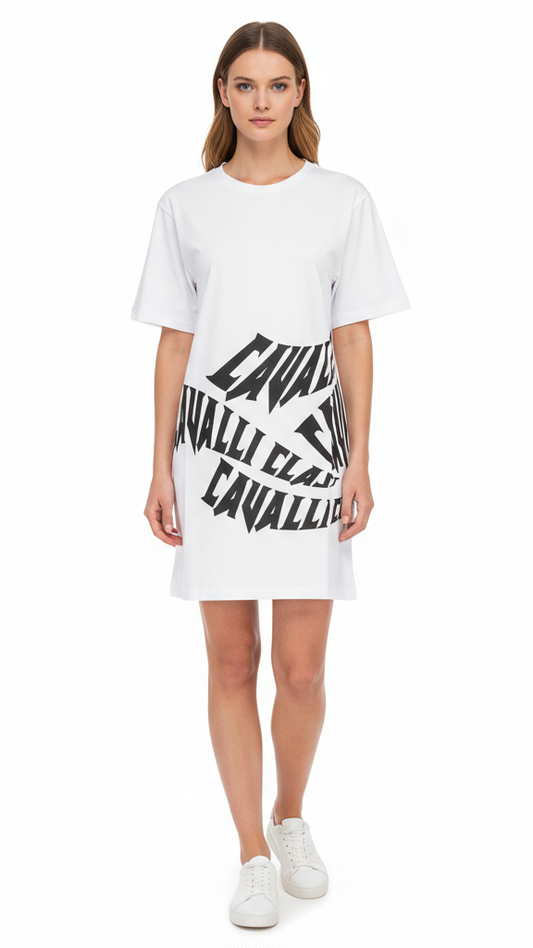 Cavalli Class White Cotton Women Dress