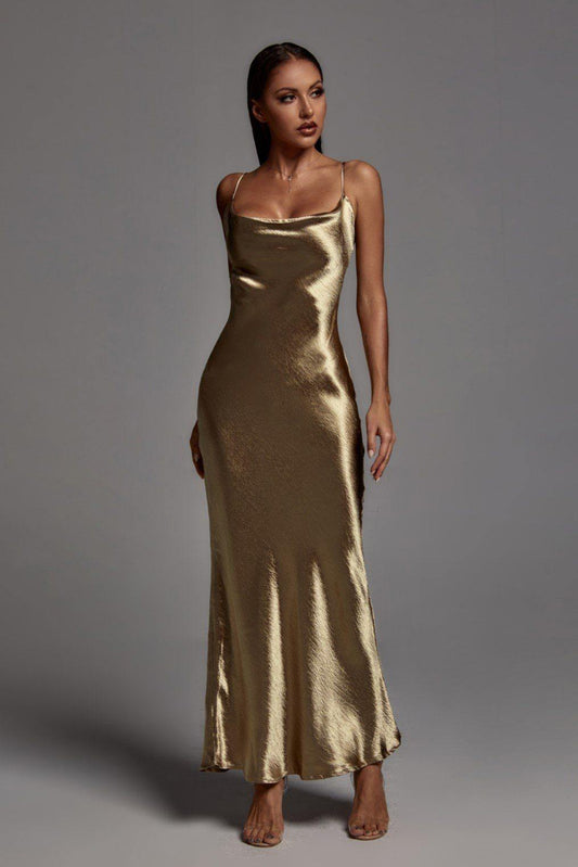 Maxi abito Emily in oro metallizzato