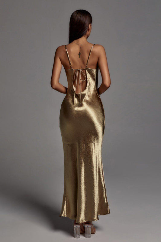 Maxi abito Emily in oro metallizzato