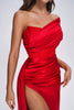 Colia Diamomate Mesh Corset Satin Maxi Dress - Red