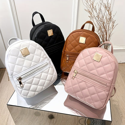 Cute Small Womens Backpack Rhombic Pattern Backpack With Adjustable StrapZipper Casual Shoulder BagPink BagCoin PurseCard WalletMobile Casual Phone BagCasual Camera BagLipstick BagKey BagSquare Bag