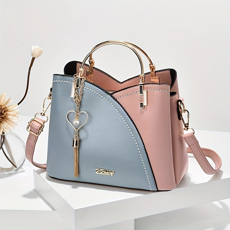 Chic ColorBlock Tassel Satchel