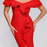 Mailys off-shoulder midi bandagejurk