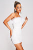 Tafari strapless mini-jurk met veren 