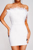 Tafari strapless mini-jurk met veren 