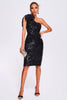 Page One Shoulder Sequin Midi Dress