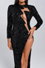 Rebeka Sequin Slit Maxi Dress