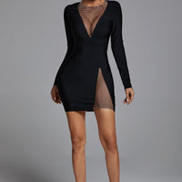 Ela V Neck Mesh Mini Dress