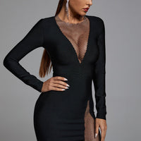 Ela V Neck Mesh Mini Dress