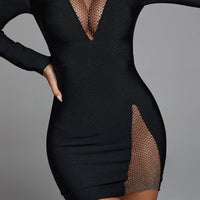 Ela V Neck Mesh Mini Dress