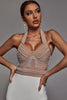 Abito fasciante Cornelia Pearl Halter - Beige