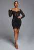 Abito aderente con corsetto Hatty Diamond - nero
