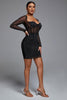 Abito aderente con corsetto Hatty Diamond - nero