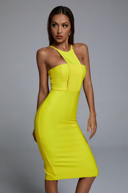 Irana gele Midi bandagejurk