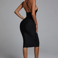 Janan Midi-cocktailjurk met één schouder - Zwart