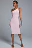Janan Midi-bandagejurk met één schouder - Roze