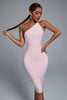 Janan Midi-bandagejurk met één schouder - Roze