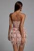 Mini abito da festa con frange, paillettes e piume - rosa