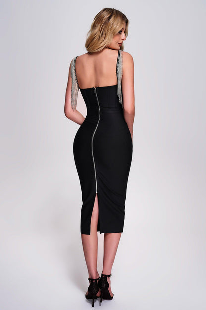 Melinda Rhinestone Midi Bandage Dress