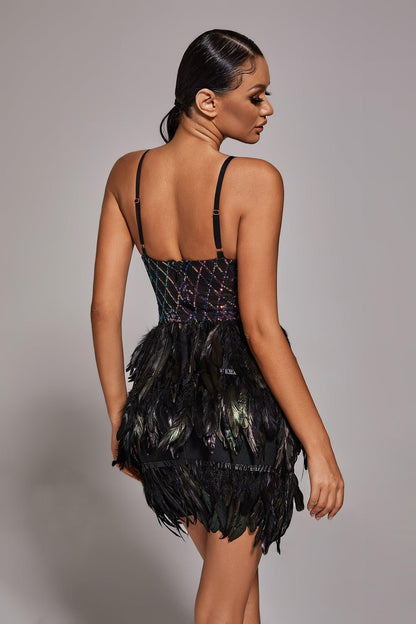 Modivs Sequin Feather Dress