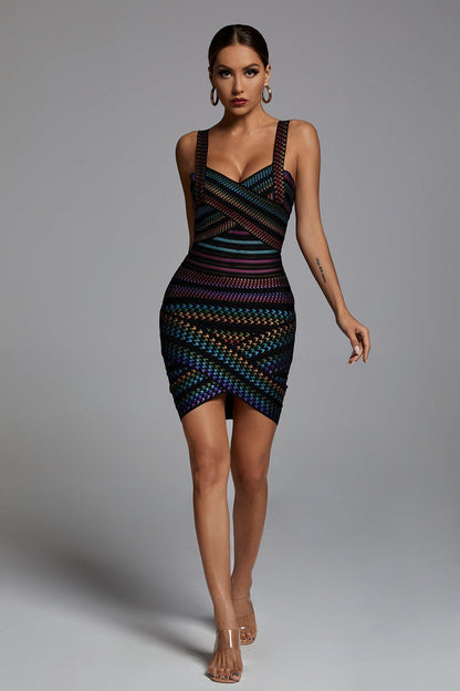 rainbow bandage bodycon dress Rainbow Bandage Dress