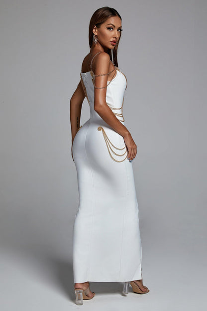 Sakina Metal Embellishment Maxi Dress - White