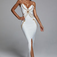 Sakina Maxi-jurk met metalen versiering - Wit
