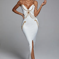 Sakina Maxi-jurk met metalen versiering - Wit