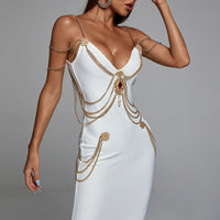 Sakina Maxi-jurk met metalen versiering - Wit