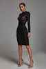Winry Mesh Bandagejurk met lange mouwen - Zwart