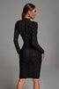Winry Mesh Bandagejurk met lange mouwen - Zwart