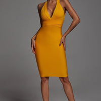 Griselda halter citroen cocktailjurk
