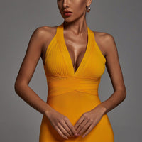 Griselda halter citroen cocktailjurk