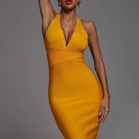 Griselda halter citroen cocktailjurk