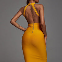 Griselda halter citroen cocktailjurk