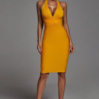 Griselda halter citroen cocktailjurk