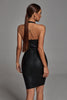 Abito da cocktail Halter nero metallizzato - nero