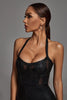 Abito da cocktail Halter nero metallizzato - nero
